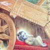 17. Baby Krishna knocks over a cart