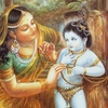 25. Krishna gets tied up to the grinding mortar