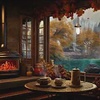 Cozy Autumn Coffee Shop: Rain & Fireplace Ambience